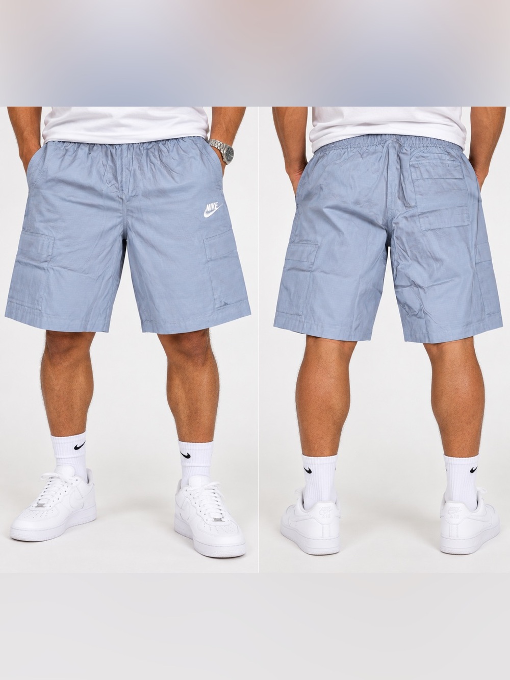 Nike Club Shorts Men's XS Woven Cargo Futura Ashen Slate White FB1246-493 NWT